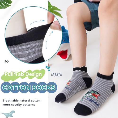 Image of Eyean Kids Ankle Cotton Socks Cute Animal Pattern Soft Non Slip Boys Girls No Show Socks 6 Pairs