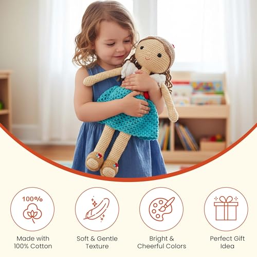 Image of Happy Threads Handmade Crochet Doll - Katie | Amigurumi Toys for Girls & Boys | Soft Doll for Kids | Ideal Crochet Soft Toys for Gifting & Nursery Decor, Eco-Friendly, BIS Certified (100% Cotton)