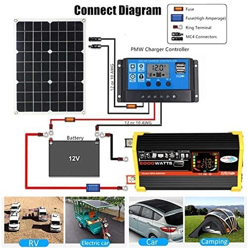 Kit pannello solare 4000W con batteria e inverter, di alimentazione completo off-grid, onda sinusoidale pura, espandibile plug-and-play, per casa, camper, barca,capanno e backup off-grid 220v