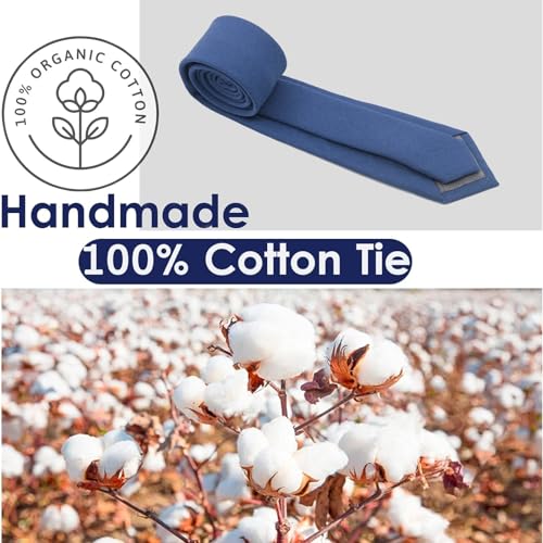 Image of Mantieqingway Mens Skinny Ties,2.56 inch Cotton Neckties Striped Plaid Ties for Groom Groomsmen Wedding Party Christmas