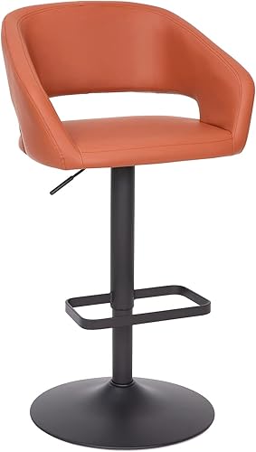 Miniatura 69 de Flash Furniture Erik Taburete de bar contemporáneo de altura ajustable con reposapiés y respaldo medio redondeado, taburete tapizado de altura de