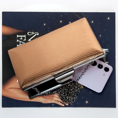 Image of JNB Women's Metallic Material Hard Case Evening Party Clutch