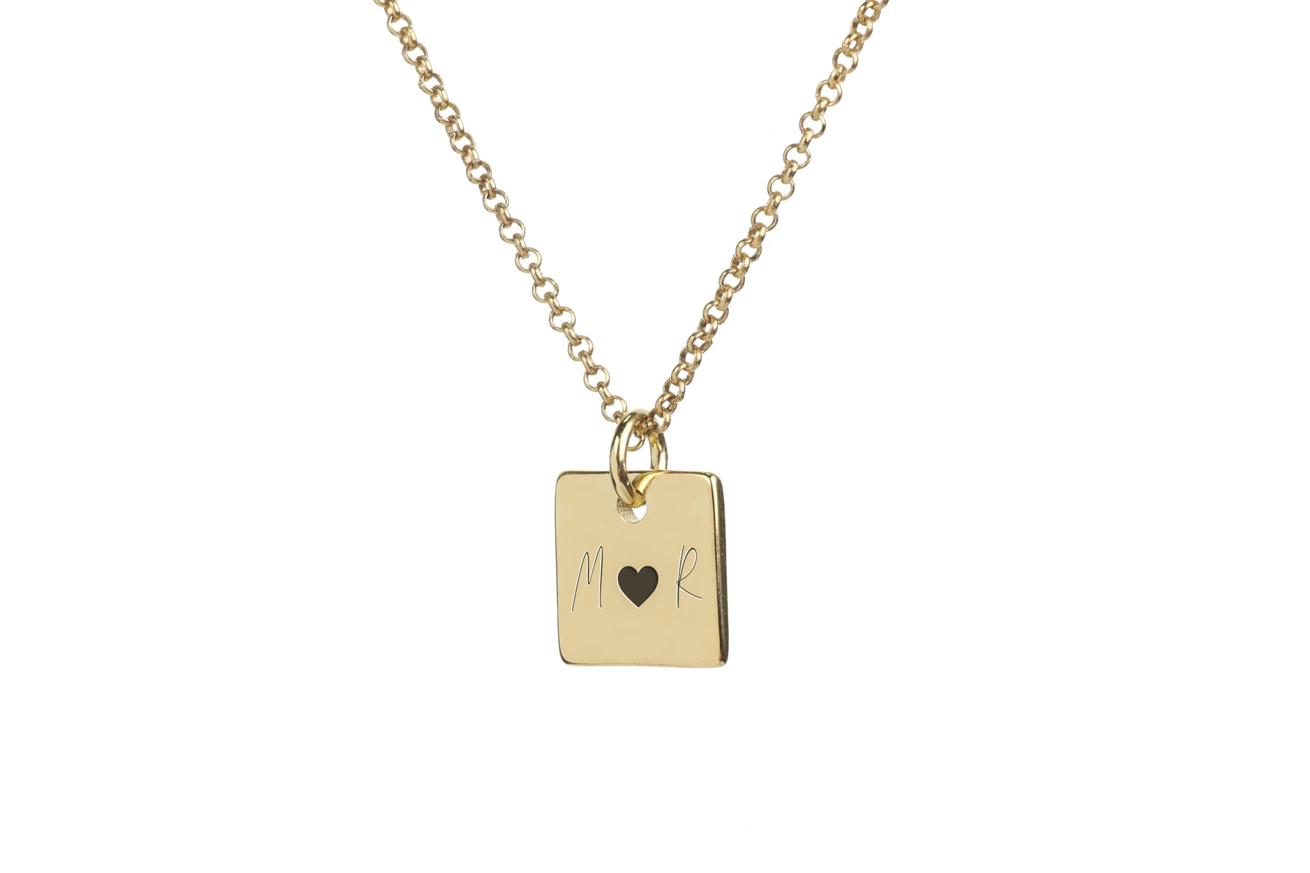 Collier initiales personnalisé avec pendentif carré gravé main - 6