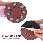 Orbital Sander Corded Hand Sander: DEKOPRO 5" Random Orbital Sander with Dust Box, 6 Various Speeds Electric Palm Sander with Dust Box, 16Pcs Sandpapers for Woodworking & Sanding (Red) - Image 4