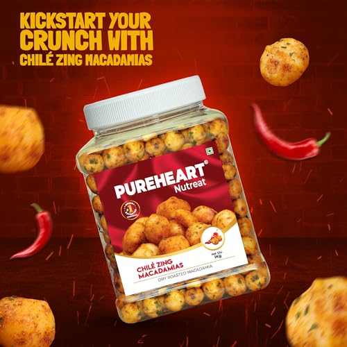 Image of PUREHEART Nutreat Chile Zing Australian Macadamias - Spicy Roasted Macadamia Nuts | Buttery Crunch Snack | 1000g | Gluten-Free & Keto-Friendly