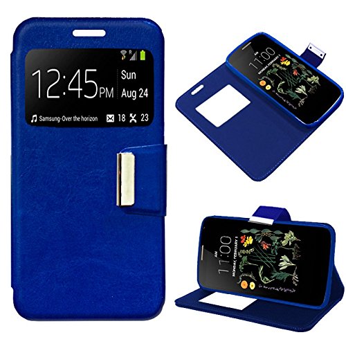 iGlobalmarket Funda Flip Cover Tipo Libro con Tapa para LG K5 Liso Azul