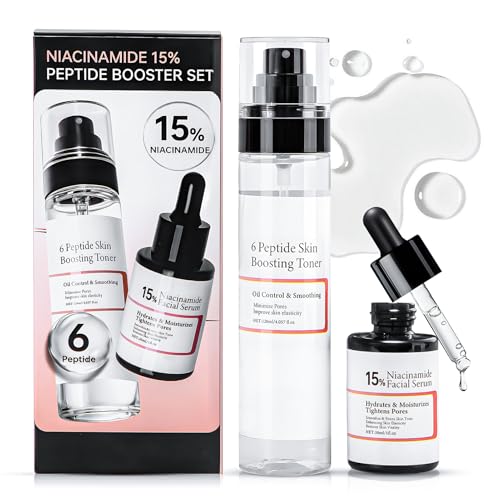 Serum Hidratante Facial, Peptidos Faciales, 15% Niacinamida Serum Facial + 6X Peptidos Collagen Booster, bruma facial, Reduce los Poros y Aclara el Tono de la Piel, Apto Para Todo Tipo de Piel