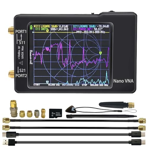 Image of Upgraded NanoVNA-H Vector Network Analyzer, 10KHz-1.5GHz Portable Antenna Analyzer with 2.8-Inch Touchscreen, Upgraded HW3.6 for S-Parameter, SWR, and Smith Chart Measurements