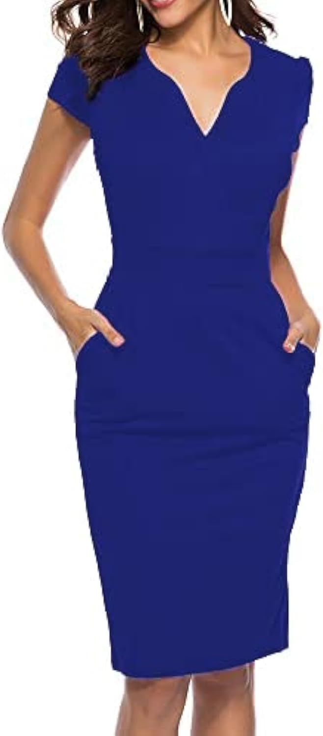 CEASIKERY Women's Business Retro Cocktail Pencil Wear to Work Office Casual Dress