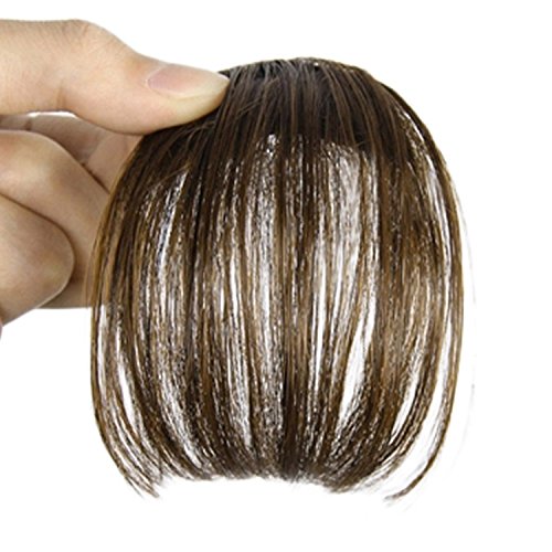 Smilco Mini Ultra Thin Fake Hair Bangs Extensions Clip In Bangs Fringe Front hair extensions (Natural Brown)