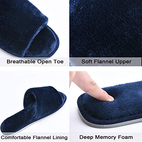 Image of DL Open Toe Slippers for women Indoor, Cozy Memory Foam Womens House Slippers Summer Slip On, Comfy Soft Flannel Womens Bedroom Slippers Slide Breathable Size 5-6 7-8 9-10