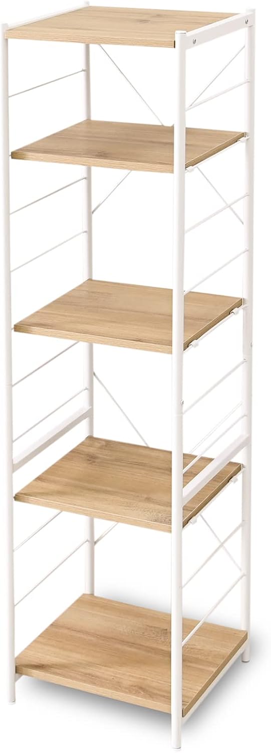 イエロー 5段オープンシェルフ 金属製 本棚 レトロ家具 オープンラック