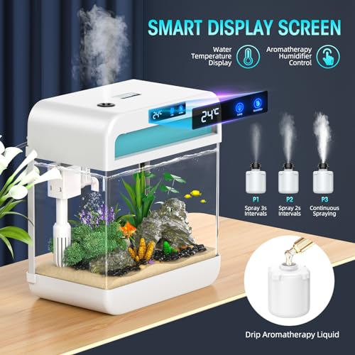 Aquário de aquário de 6 litros com umidificador de luz de loop automático de 7 cores, bomba 3 em 1 c