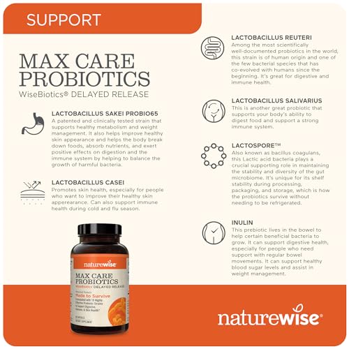 image for NatureWise Max Probiotics for Women & Men - 30 Billion CFU 18 Strains 