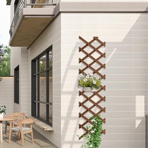 Image of 1 PCS Expandable Garden Trellis, 13.1 inch x 67 inch Trellis for Climbing Plants Outdoor, Wooden Lattice Fence Wall Panel Lattice Panels for Outside, for Climbing Plants Vine Ivy Rose Cucumbers Clematis（1PC）
