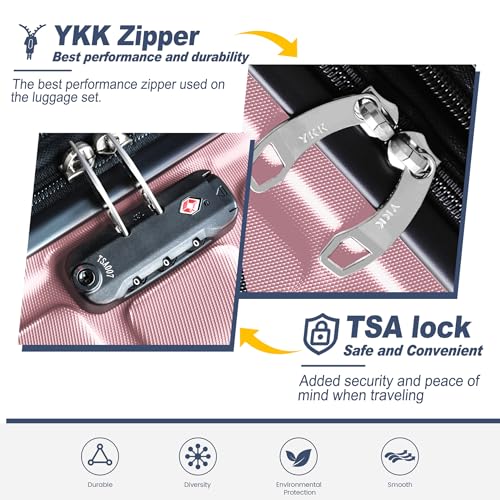 Image of KEYTANG Luggage Light weight Hardside Expandable Luggage Spinner Wheels Luggage Suitcase W /TSA Lock 3-Piece Luggage Set,Include 20 inchCarry on Luggage Suitecase(20 /24 /28), Pink