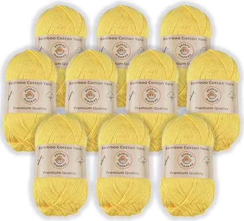Image of 10-Pack of Yonkey Monkey 500 Grams Yarn - 70% Rayon derived from Bamboo, 30% Cotton - Imported - Yellow 9017