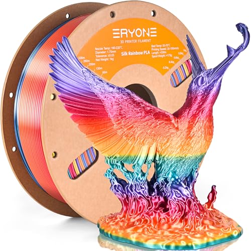 Image of ERYONE Silk Rainbow 3D Printer PLA Filament 1.75 + /- 0.03mm, Shiny Multicolor Filament PLA Fast Color Gradient 1KG(2.2LBS), Waterfall Rainbow