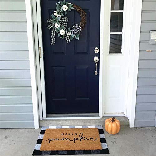 Levinis Outdoor Doormat 3×2- Durable And Machine Washable Black And White Outdoor Mat Cotton Farmhouse Porch Rugs Hand-Woven Buffalo Plaid Door Mats For Front Porch Decor #TOP2