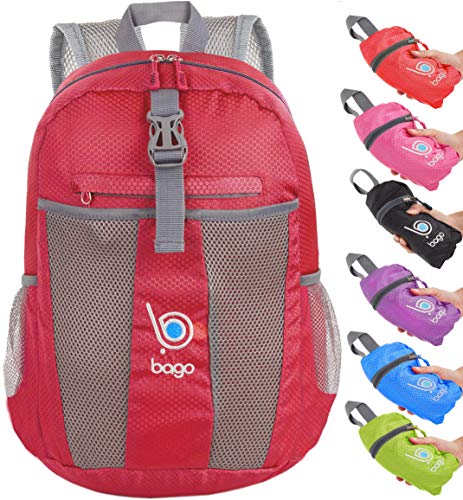 Bago Lightweight Small Hiking Backpack For Women And Men - 25L Travel Day Pack - Foldable Hiking Daypack Ultralight For Camping Outdoor Sports - Day Bag Packable Backpack For Travel (Red) #TOP21