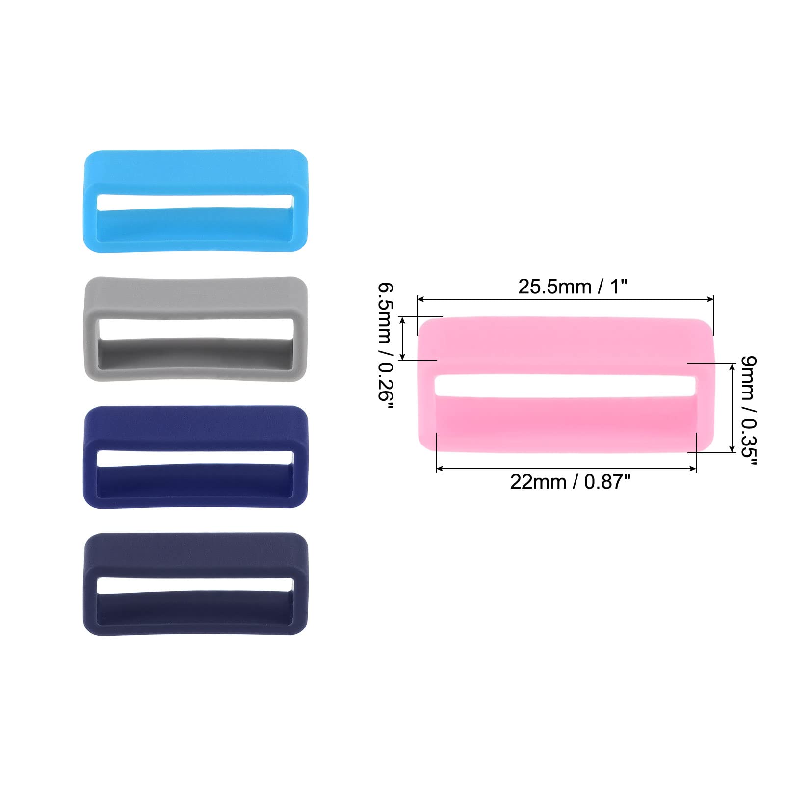 uxcell Watch Band Strap Loops, 22mm Width Rubber Fastener Loop Silicone Watch Holder Keeper for Watch Band 5 Color 10 Pcs