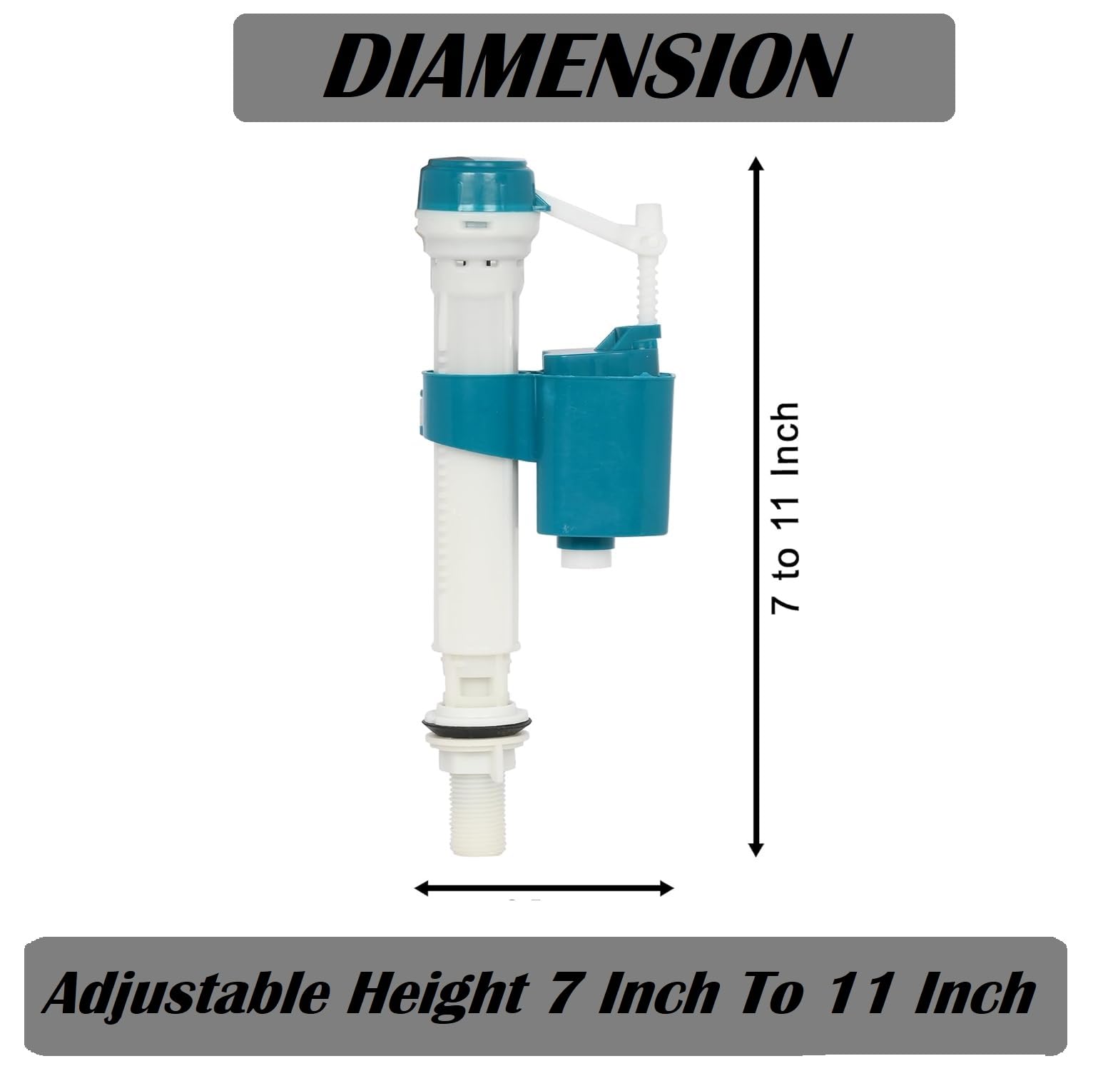 JAGGER JAG347 Plastic Anti-Siphon Toilet Flush Tank Fill Valve Adjustable 6" to 10" Flush Tank Ball Cock Repair Kit Suitable for One and Two Piece Toilets Commodes (UNIVERSAL FLUSH VALVE, 1) 3