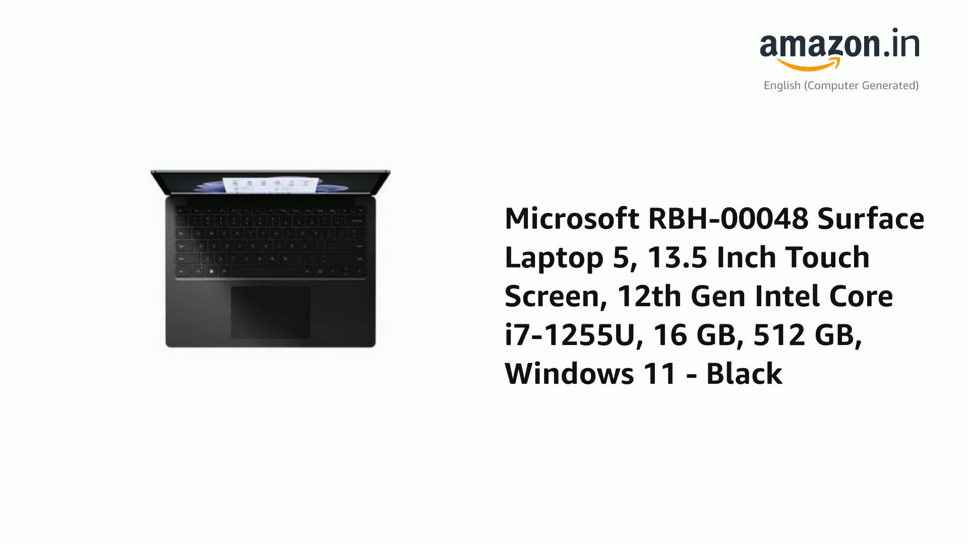 Microsoft RBH-00048 Surface Laptop 5, 13.5 Inch Touch Screen, 12th