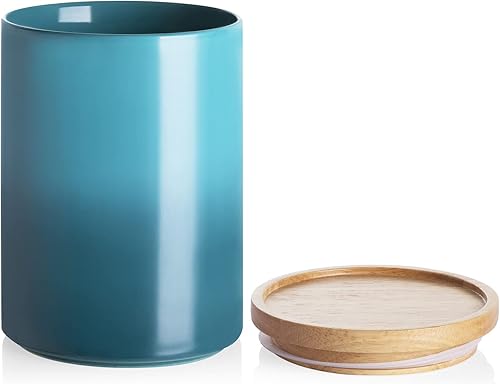 Miniatura 72 de SWEEJAR – Recipiente de cerámica para almacenamiento de alimentos, recipientes apilables con tapa hermética de madera para servir café molido, té