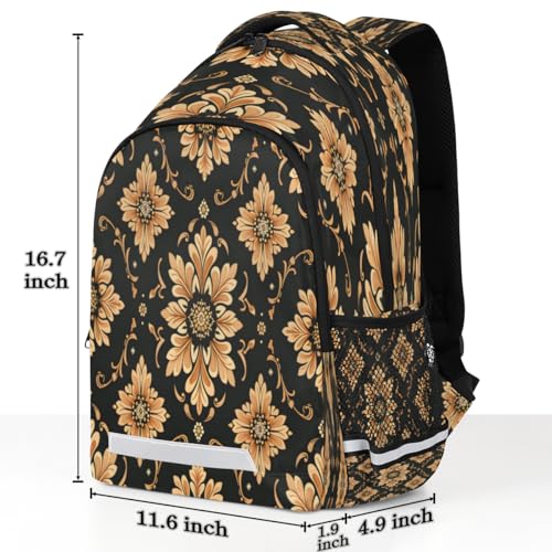 Vintage Floral Graphics Backpack with Chest Strap Reflective Lightweight Travel Hiking Backpack for Men Women Waterproof Daypack Back Pack for Commute Camping3