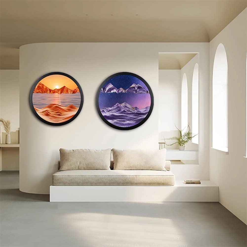 3D Dynamic Sand Art,Pittura Di Sabbia Che Scorre, Quadro In Vetro 3D Con Movimento Liquido, Paesaggio Di Sabbia Del Mare Profondo Cornice Che Scorre Per Casa, Ufficio, Lavoro, Decorazione Da Scrivania