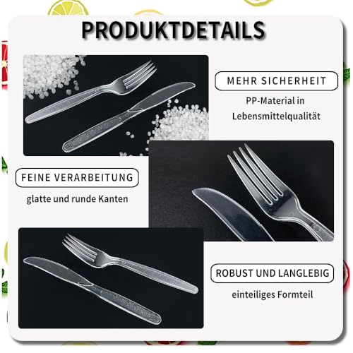 300 Stück Plastikbesteck,Wiederverwendbar Besteck,Party Besteck Plastik,Plastiklöffel 300 Stück Plastikbesteck,Wiederverwendbar Besteck,Party Besteck Plastik,Plastiklöffel