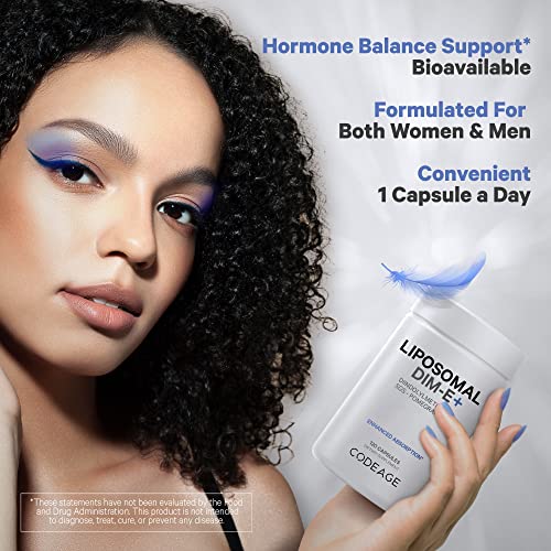 Codeage Liposomal Dim Supplement - Sgs, Pomegranate, Broccoli, Antioxidant Vitamin E Isomers Tocopherols Alpha Beta Gamma Delta - Liposomal Diindolylmethane - Dim Vitamins 4-Month Supply, 120 Capsules #TOP3