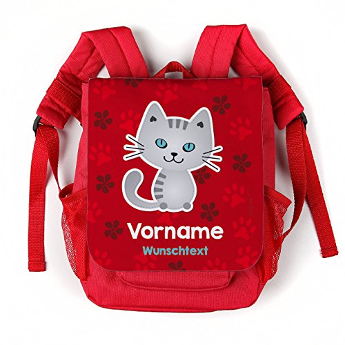 Preisvergleich Produktbild Striefchen® Kinderrucksack für Kita - Kätzchen - mit Namen und Gruppe des Kindes