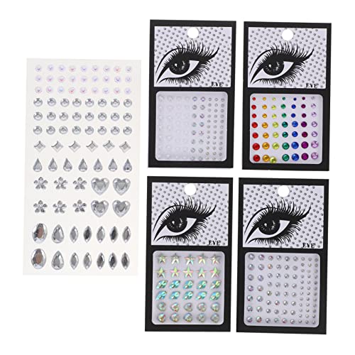 Ipetboom 5Sheets Gems Rhinestones for Women Festival Face Jewels Body Stickers Eye Makeup Decors for Parties Creative Ab Color Pearl Designs Easy to Use and DIY