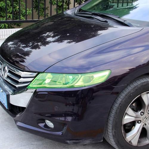 Image of WALLMATE Headlight Taillight Film Self Adhesive Smoke Film Fog Light Film Vinyl Tint Wrap Film Car&Bike Protection Film Sheet Sticker (Green Smoke, 12x50 Inch)