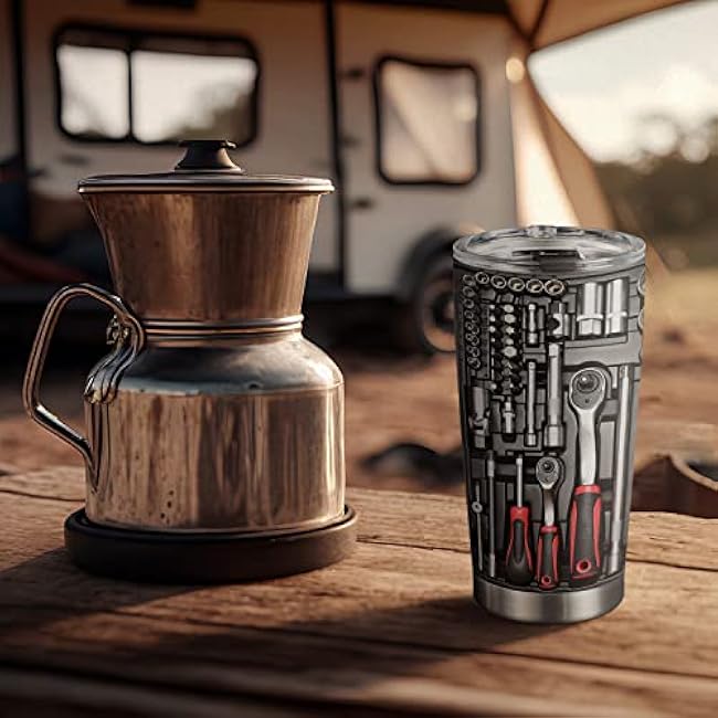 20oz Mechanic Toolbox Tumbler, Mechanic Tool Set, Engineer Gifts, Coffee Tumbler for Men, Stainless Steel Double Wall Vacuum Insulated Coffee Mug, Travel Cup with Lid