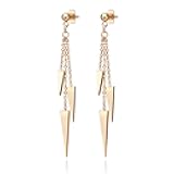 Womens Stainless Steel Triple Triangle Dangle Hanging Stud Earrings, Jewelry Fashion Accessory Earrings