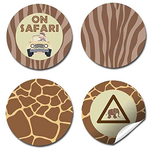 Amanda Creation AW_KISSES_JUNGLESAFARI Jungle Safari Themed Birthday Party Kiss Sticker Labels, 300 Party Circle Sticker Sized 0.75 Inch For Chocolate Drop Kisses By Amandacreation, Great For Party Favors, Envelope Seals & Goodie Bags thumb #4