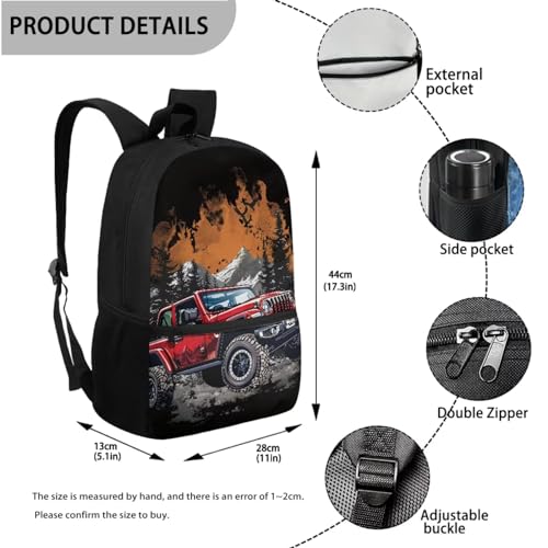 3pcs Backpack Sets Jeep for Kindergarten,Elementary Middle school Large Capacity Adjustable Shoulder Strap School Bag With Lunch Box Pencil Case2