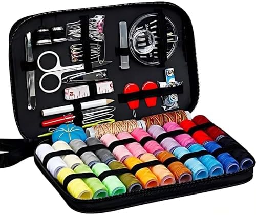 Eleeferri 99Pcs Portable Sewing Box Kit, Home Travel Sewing Thread Stitches Scissors Needles Button Sewing Starter Kits Sewing Supplies for Grandma, Mom, Friend, Traveler, Adults, Beginner