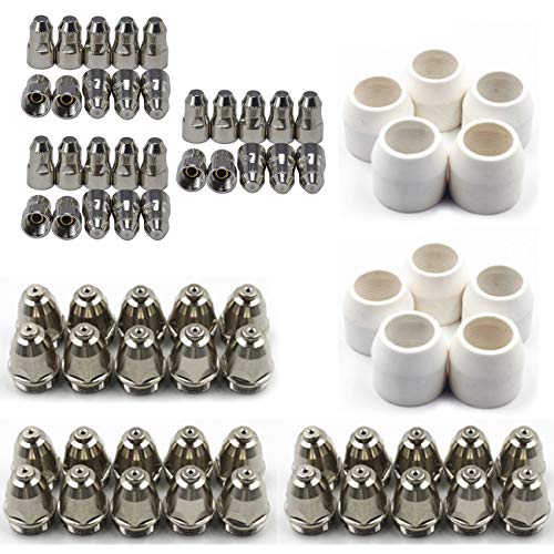 70pcs P80 Plasma Cutting Torch Consumable Cutting CNC 60A 80A 100A P80 Plasma Torch Shield Cup Tip Electrode Nozzle (1.5mm)