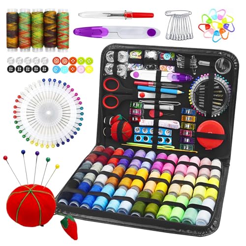 FxlStelrion Kit de Costura, 190 Piezas Accesorios Costura, Costureros Completos Incluye 41 Bobinas de Hilo, Kit Costura para Principiantes, Viajeros, Viajes y Emergencias