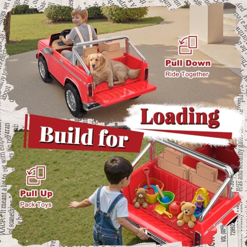 Image of ANPABO Licensed Ford F-150 24V 2 Seater Ride on Car for Kids, Coral Red