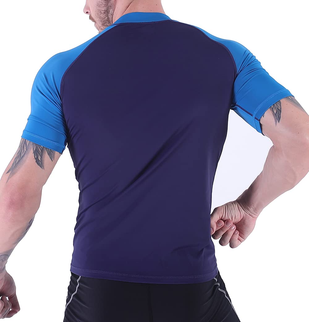 Rash Vest da Uomo Rash Guard Manica Corta Snorkeling Nuoto Surf Top Muta da Sub Protezione UV T-Shirt da Spiaggia