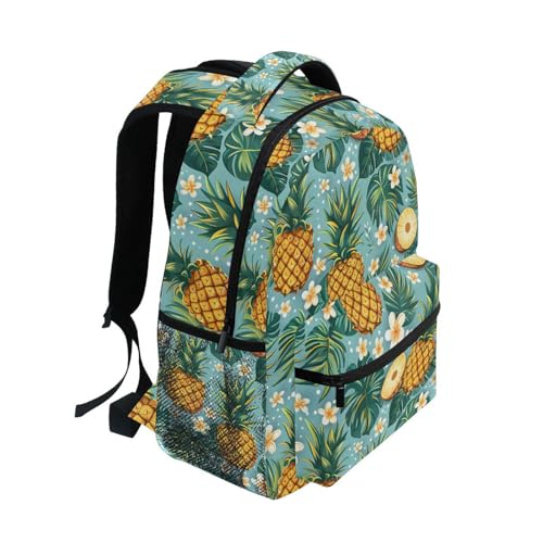 Blue Pineapple Tropical Leaves Backpack for School Boys Girls Adults Kids Bookbag Laptop Bag 18L2