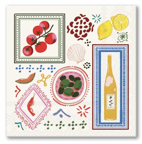 Image of Punch Studio 30-Count Paper Party Napkins, 5 inch, Mediterranea Destinations
