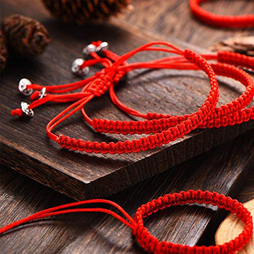6 Pieces Red Bracelet Protection Red String Bracelet Adjustable Braided Knot Kabbalah Bracelet with Amulet for Protection, Good Luck, Friendship, Graduation, Birthday, Lovers (Basic Style)3