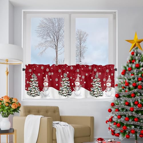 Yujiao Mao Rideaux Brise-Bise - Rideau Noel, 1 Pièce HxL 45x145cm, Occultant, Rouge, idee Cadeau Femme, Decoration fenetre Noel, Petit Rideau pour Fenêtre Intérieur, Cuisine, Salon, Salle à Manger