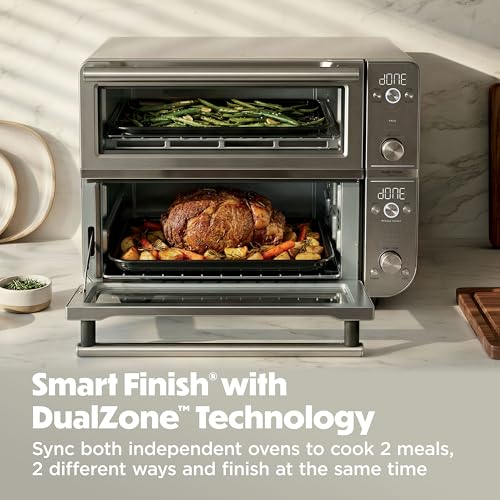 Image of Ninja Double Oven Pro Smart XL Countertop Oven & Air Fryer | 30.2 Qt Capacity |12-in-1 Versatility with Smart Finish & DualZone Tech to Cook 2 Meals at Once | Fit up to 4.5lb Chicken | Silver | DCT821