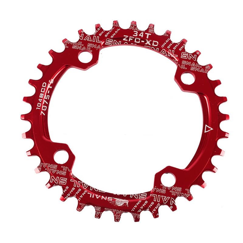 Plateau VTT 104BCD rond 34T rouge pièces de pédalier simple couronne